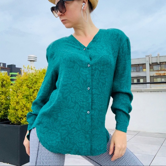 Zara Silk Lux Victorian Bohemian Convex Textured Elevated 3D Flower Top Blouse - Picture 6 of 16